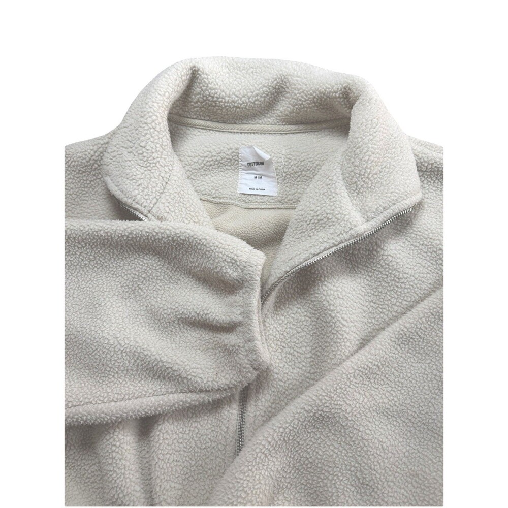 Cotton On Cropped Sherpa Zip Up Jacket Ivory Women’s M‎